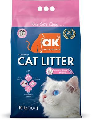 AKCAT (11,8 л) Бентонітовий наповнювач котячих туалетів (Аромат дитячої присипки), 10 кг