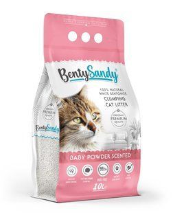 Benty Sandy Baby Powder Scented 10 л бентонітовий наповнювач з ароматом дитячої присипки