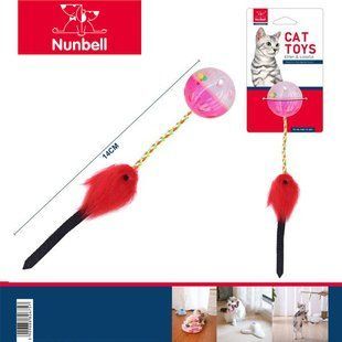 Іграшка для котів Nunbell Прозора кулька з хутряною мишкою 14 см