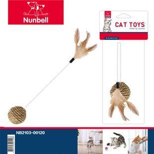 Іграшка для котів Nunbell з м'ячем та пір'ям