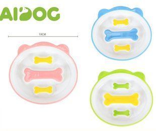 Миска для кота Aidog для повільного годування у формі котячої морди з кольоровими кістками в середині керамічна кольори в асортименті - PB83045